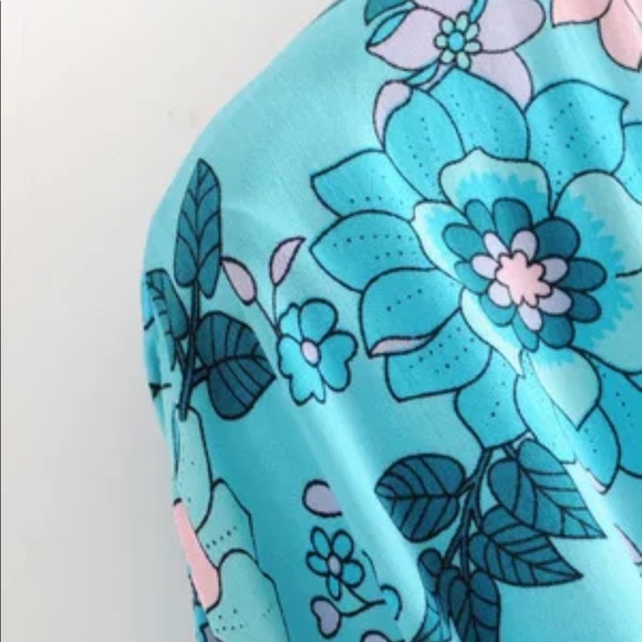 Beautiful Boho teal cotton kimono - Picture 3 of 6